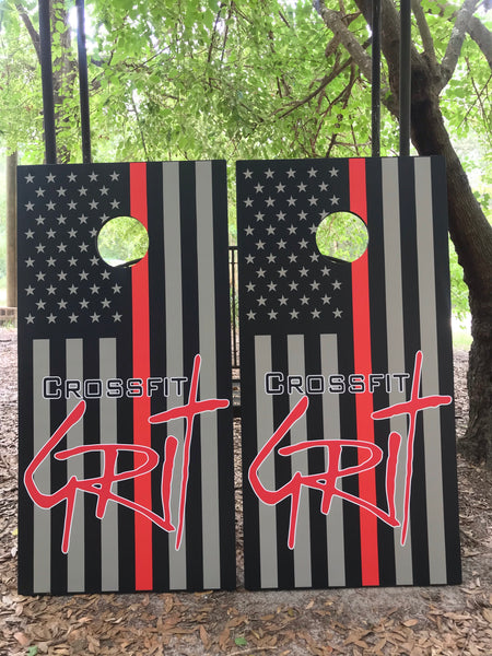 Red Line American Flag Cornhole Set With Bean Bags