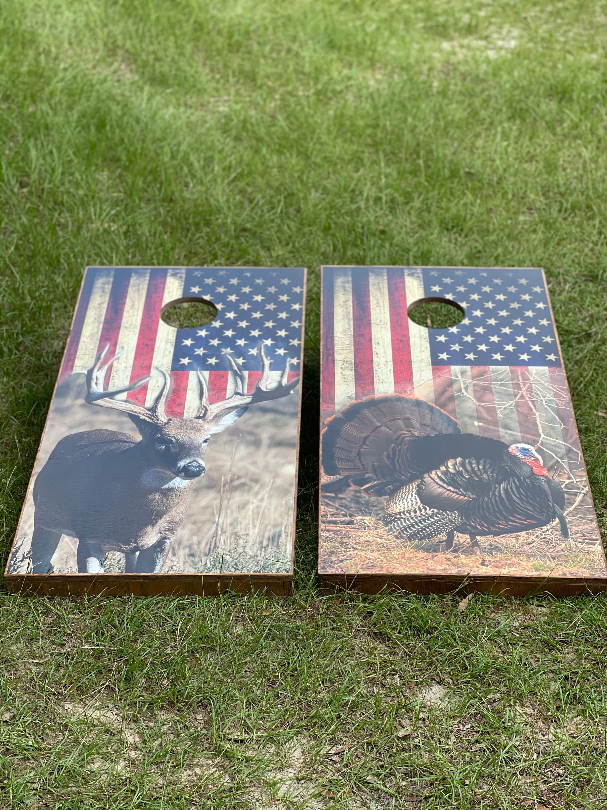 Turkey/Deer Flag Cornhole Set With Bean Bags – Cornhole By Blake