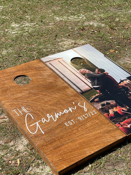 Custom Photo and Guestbook Cornhole Set With Bean Bags
