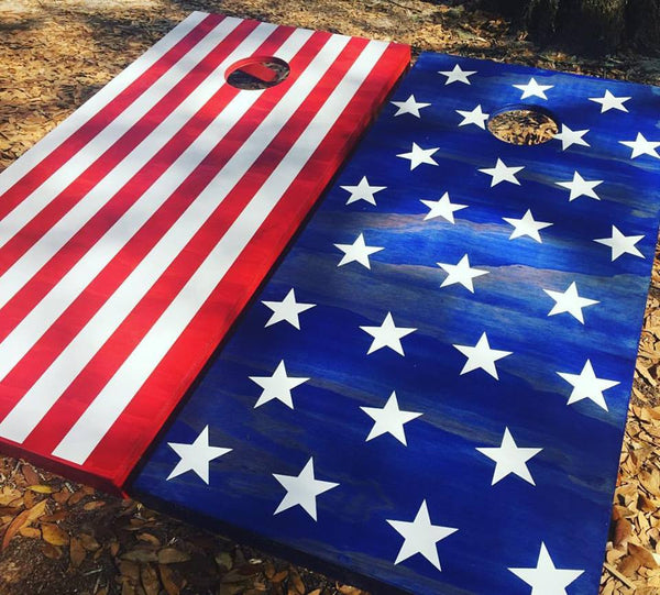 Stars and Stripes Cornhole Set With Bean Bags